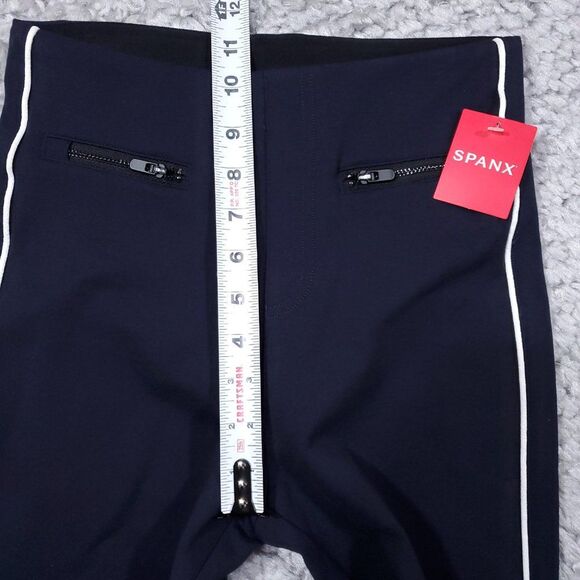 Spanx Ankle Piped Skinny Perfect Pants Navy Blue Size XS High Rise - Picture 10 of 12